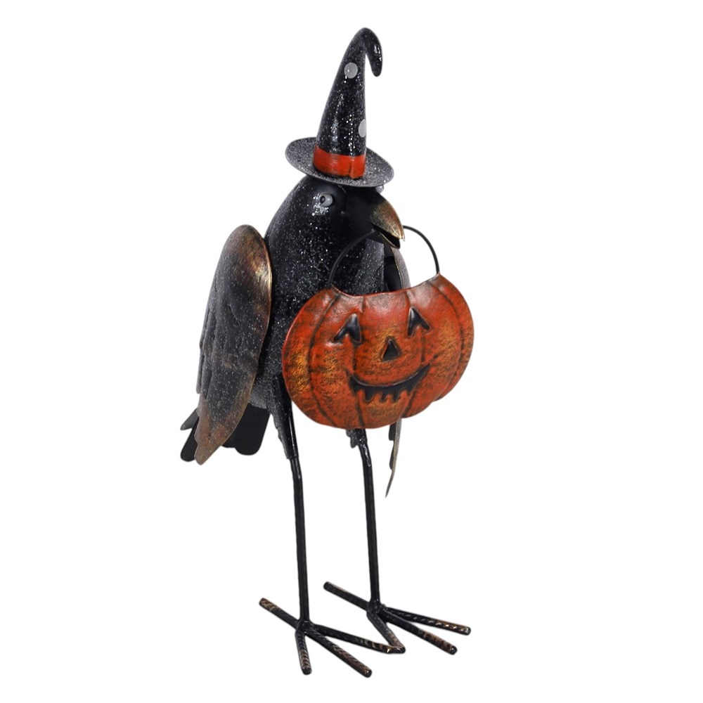 Something Different - Metal Glitter Raven Ornament with Pumpkin Tuin beeld/figuur - Multicolours